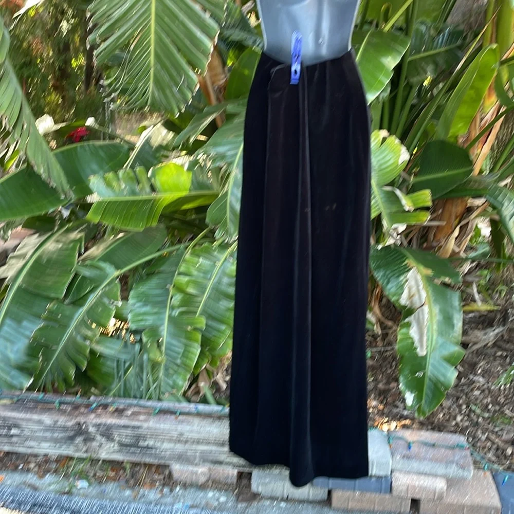 Alex evening stretch velvet column maxi skirt with front slip